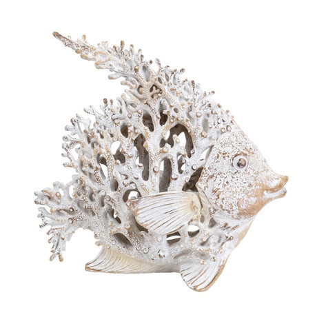 White Coral Look Angelfish ornament, showcasing coral-like texture and elegant design, perfect for enhancing home decor.