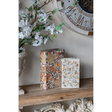 Floral Book Box set of 2, elegant storage solution for small items, measuring 18 x 7 x 27 cm, perfect for decor and organization.