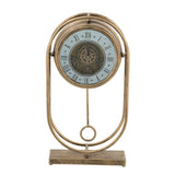 Industrial Table Gear Clock with exposed gears, crafted from metal and glass, measuring 27x8x51 cm, perfect for decor.