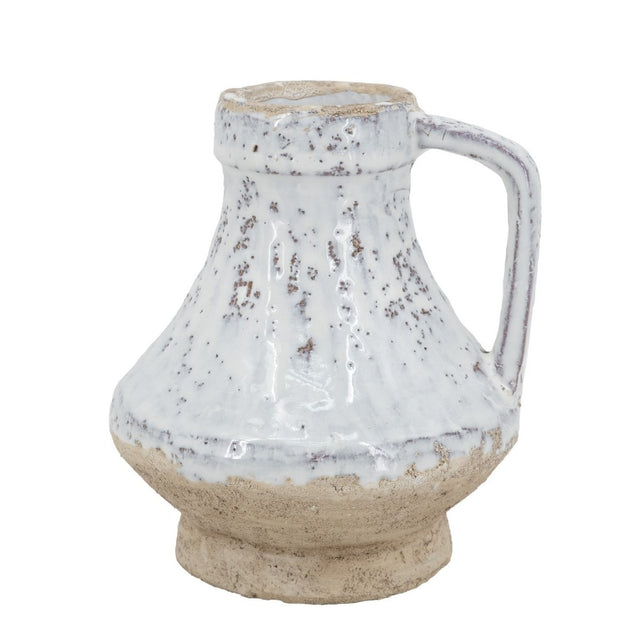 Elegant ceramic flower vase in white and natural tones, perfect for fresh or dried flowers. Ideal home decor accent.