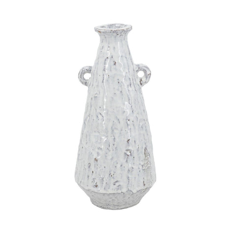 Elegant white ceramic flower vase (14.5x14.5x30cm) adds timeless beauty to any decor, perfect for displays or as a centerpiece.