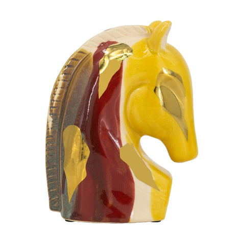 Ceramic horse head ornament with intricate details, adding elegance and sophistication to home decor.