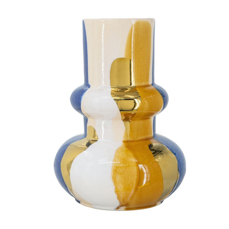 Colorful ceramic vase (18.5x18.5x25cm) perfect for fresh or faux flowers, enhancing any room with elegance and charm.