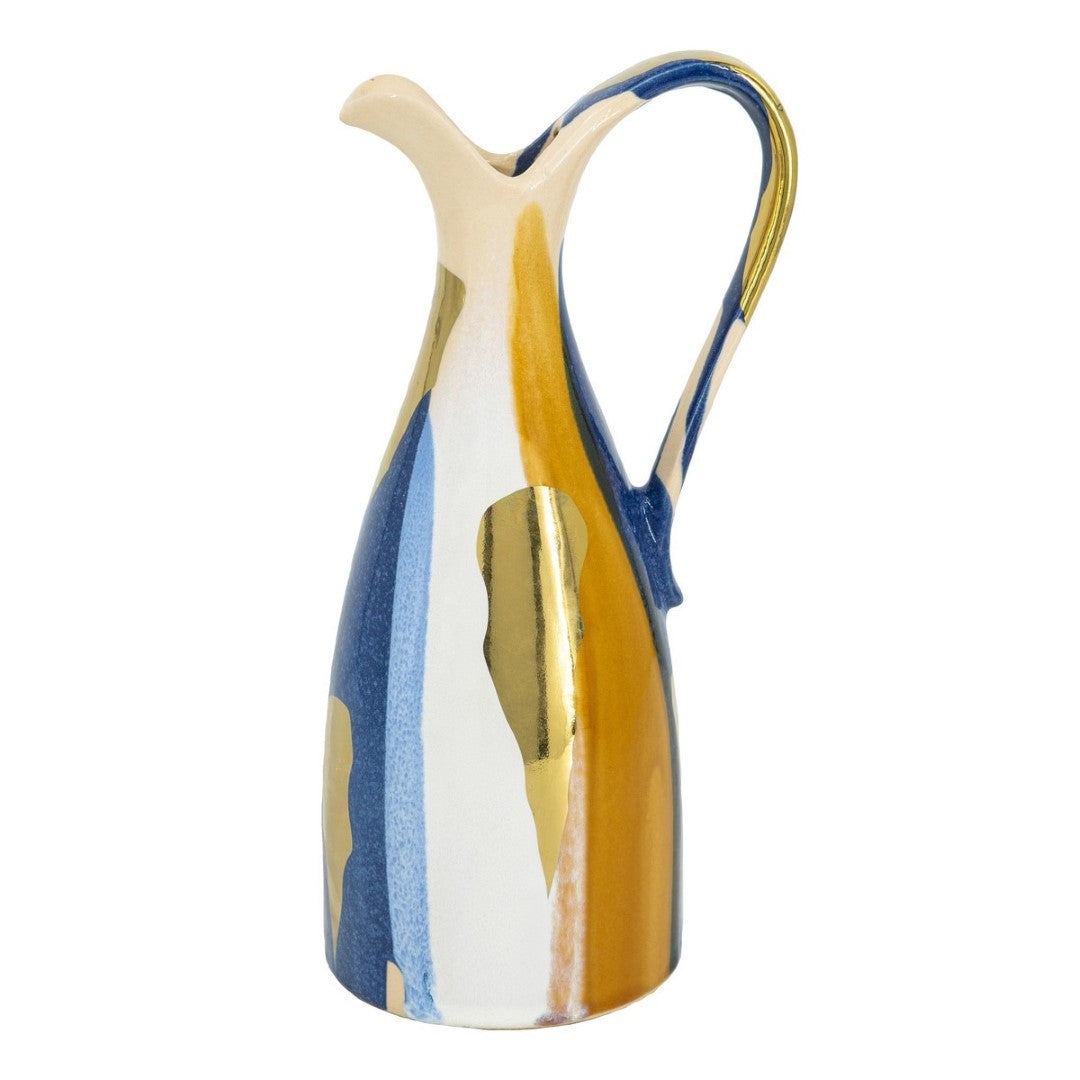 Ceramic vase (14.5x12.5x31.5cm) with a colorful design, perfect for flowers or as a standalone decorative piece.