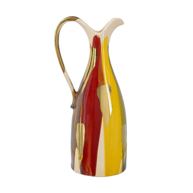 Elegant multi-colored ceramic vase measuring 18 x 15.5 x 41.5 cm, perfect for displaying fresh or dried flowers.