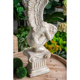 Elegant angel statue (32x30x95.5cm) with intricate wings, crafted from durable, weather-resistant materials for outdoor decor.