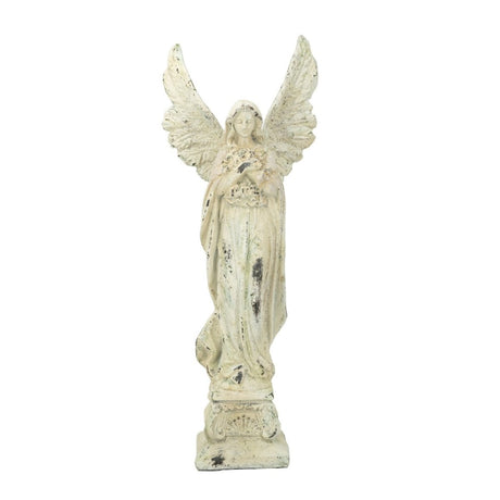 Serene angel ornament (18x25.5x68.5cm) crafted from weather-resistant materials, enhancing garden tranquility and beauty.