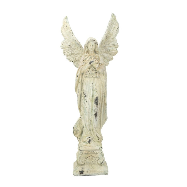 Serene angel ornament (18x25.5x68.5cm) crafted from weather-resistant materials, enhancing garden tranquility and beauty.