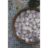 Smooth, polished white stones (1.2-2 inches) in a 5lbs pack, perfect for decorative uses in gardens and home decor.