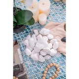 Polished White Snow Stones (1.2-2 inches) in a 5lbs pack, perfect for decorative uses in gardens, aquariums, and crafts.