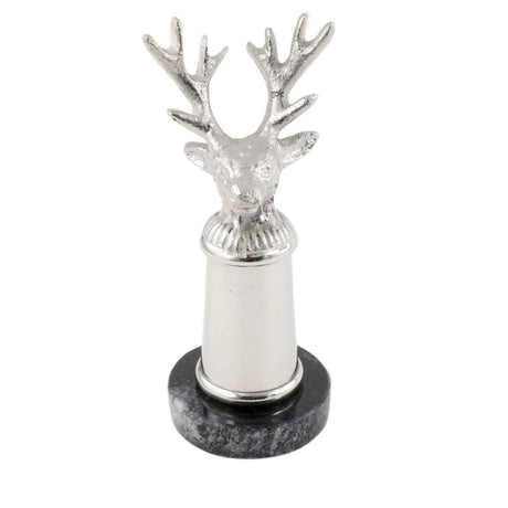 Sleek silver aluminium reindeer ornament, 6.5x6.5x16cm, perfect for elegant holiday or year-round decor.