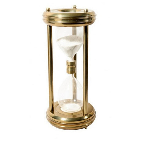 Antique Aluminium Sand Timer (21x21x48cm) featuring vintage charm and elegant gold/white finish for stylish timekeeping decor.