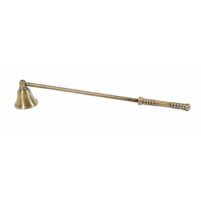 Elegant gold aluminium candle snuffer, 29cm long, designed for safely extinguishing candles without smoke.