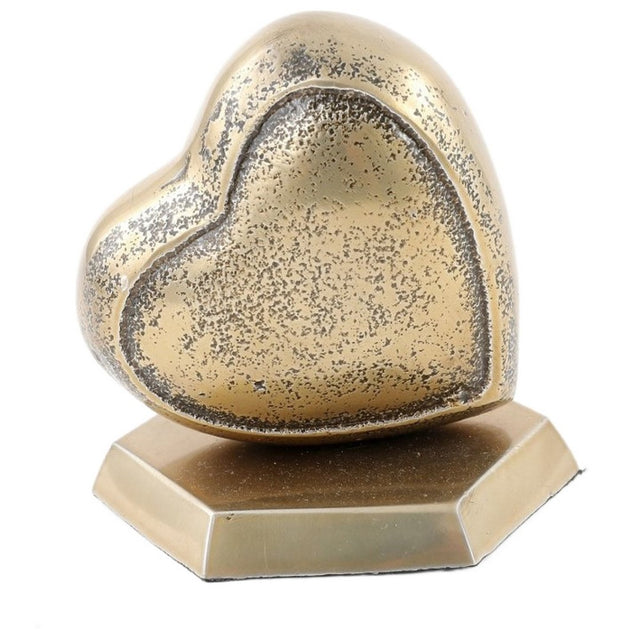 Heart-shaped Aluminium and Brass Ornament, 8.5cm, featuring elegant accents for a stylish home decor touch.