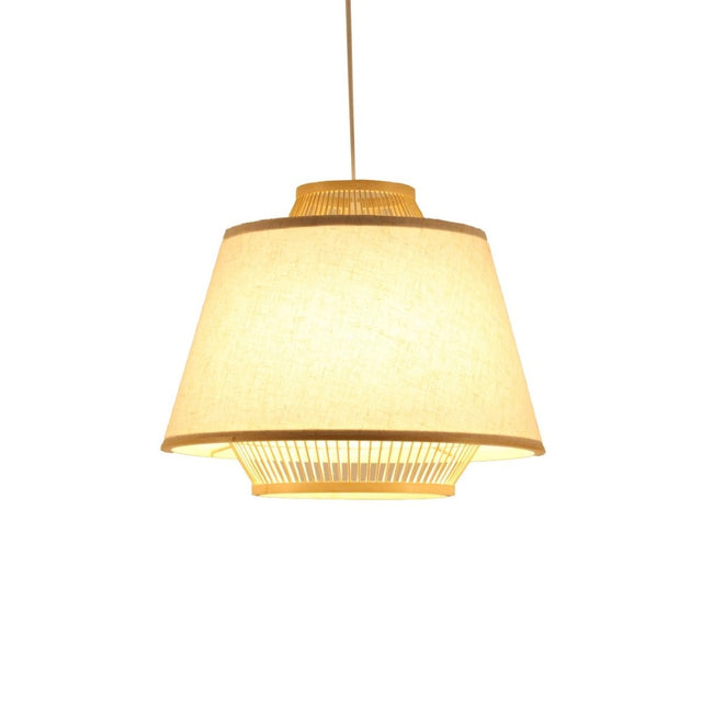 Bamboo and linen pendant light, 40x40x32.5cm, natural glow, modern design for stylish interiors.