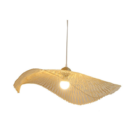 Natural bamboo pendant light (45x45x13cm) with a minimalist design, adding warmth and elegance to any room.