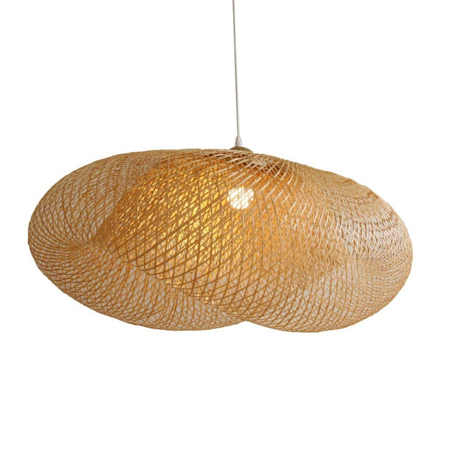 Natural bamboo pendant light (85x45x35cm) with minimalist design, perfect for creating a warm, eco-friendly ambiance.