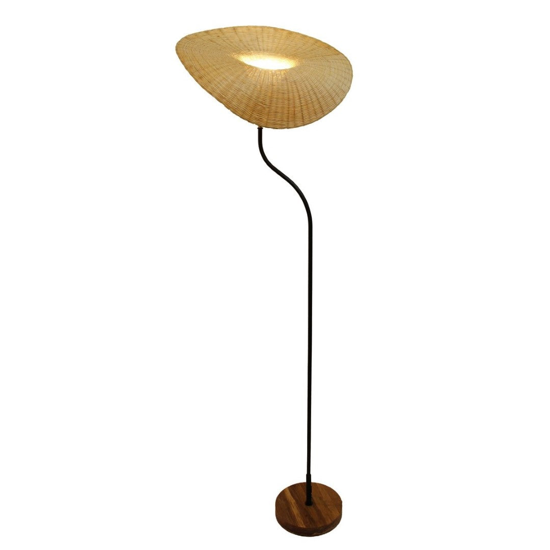 Natural bamboo floor lamp standing 1.9m tall, adding warmth and elegance to any room with a cozy ambient glow.