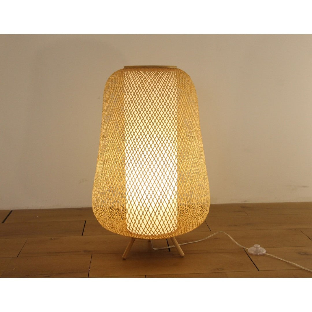 Natural bamboo floor lamp (46x46x73cm) adds warmth and style, perfect for modern, bohemian, or minimalist decor.