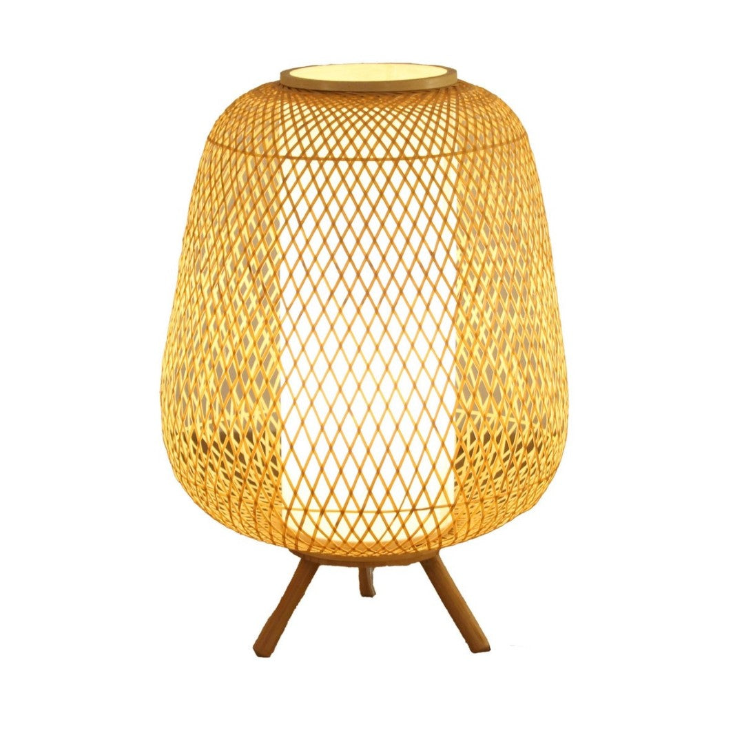 Elegant bamboo floor lamp measuring 38x38x60cm, providing warm light and a natural touch to any interior space.