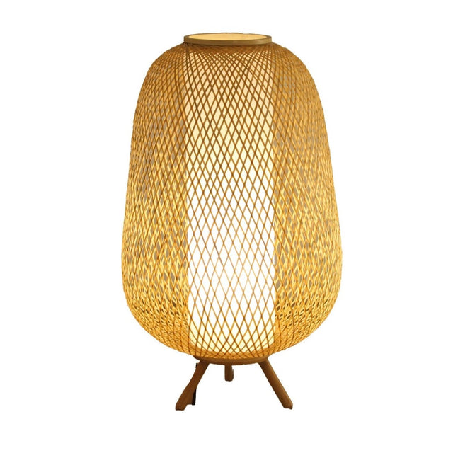 Natural bamboo floor lamp with a minimalist design, adding warmth and style to any living space, measuring 33 x 33 x 47 cm.