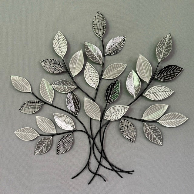 Elegant black and white Tree of Life ornament, 57 x 53cm, symbolizing growth and sophistication for any decor.