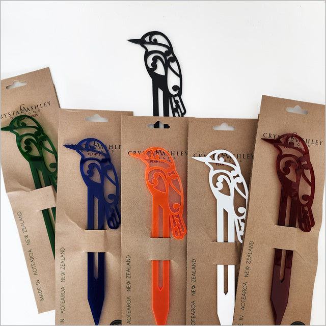 Plant Stake - Koru Kotare/Kingfisher Freestanding Art (White Matt Acrylic)