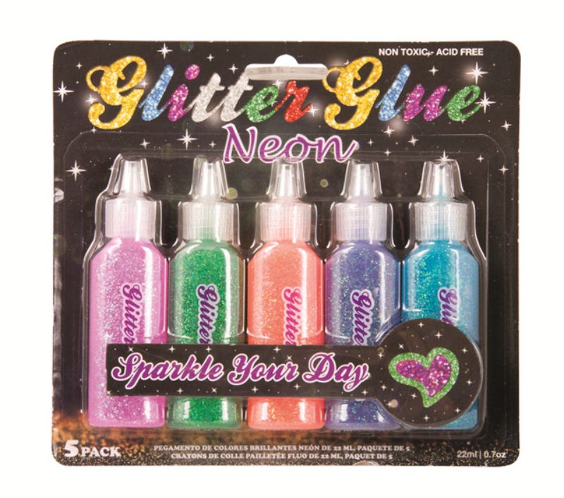 Glitter Glue - Neon 22ml (3 Packs)