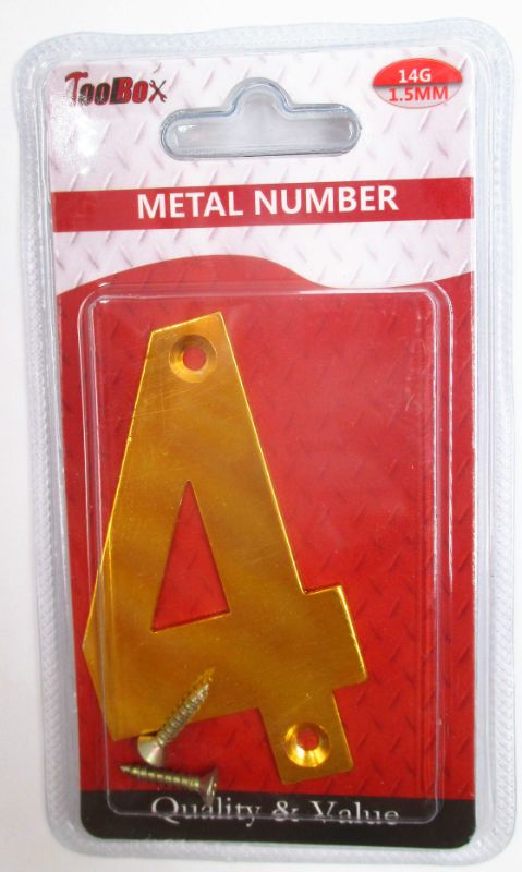 Metal Number 7.3cm #4 (Set Of 4)
