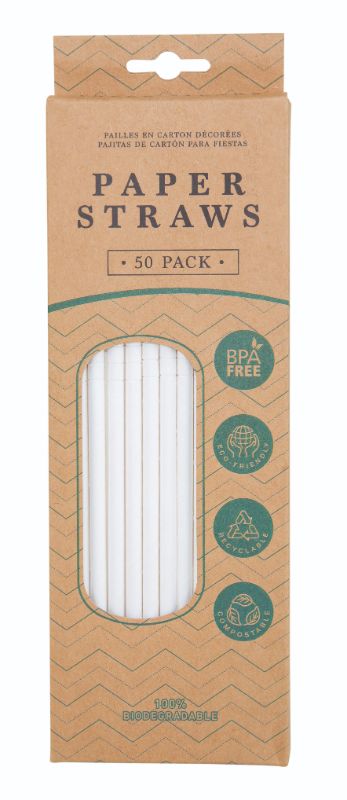 Paper Straws - Flexible White (6 Packs)