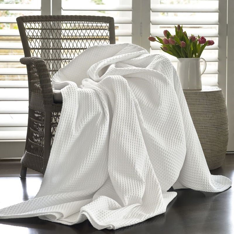 Waffle Blanket - ARTEMIS White (240 x 260cm) - BAKSANA