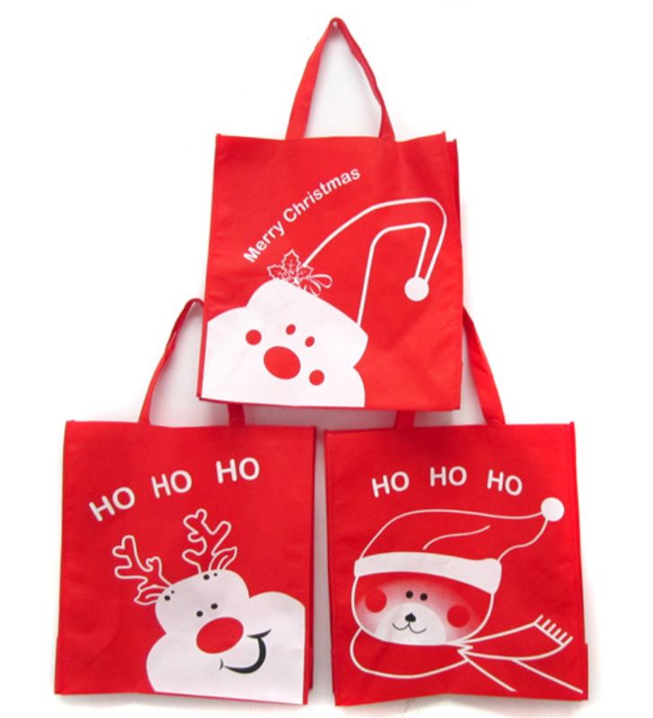 Shopper Bag - Red Non-Woven With Print (Set Of 6 Assorted)