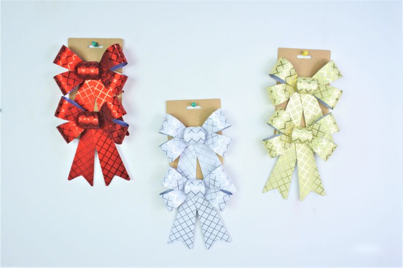 Grid Metallic Bow - 18cm Assorted (24pcs)