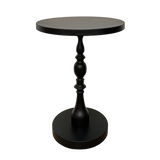 Round black metal lamp table, 40x40x56cm, perfect for small spaces to hold lamps, plants, or books. Stylish and functional.