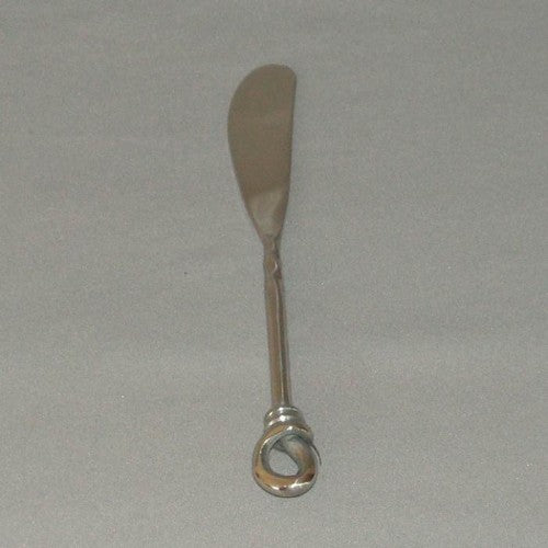 16cm chrome twisted handle pâté knife designed for stylish spreading of pâtés, cheeses, and butters with a comfortable grip.