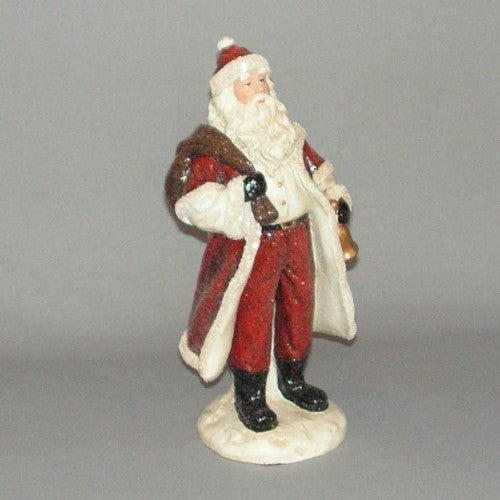 Festive 14x29cm Santa figurine, perfect for holiday decorations, showcasing a jolly Santa with intricate details.