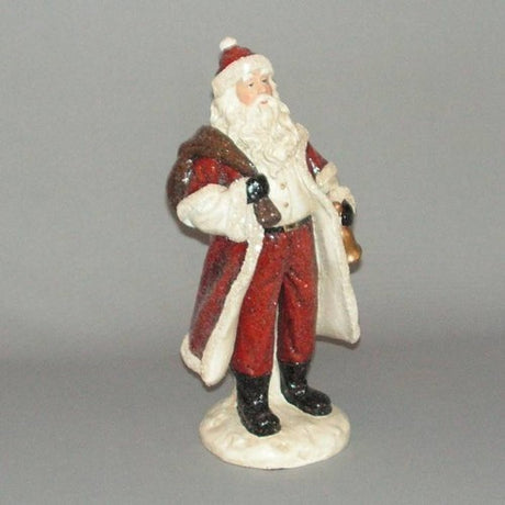 Festive 14x29cm Santa figurine, perfect for holiday decorations, showcasing a jolly Santa with intricate details.