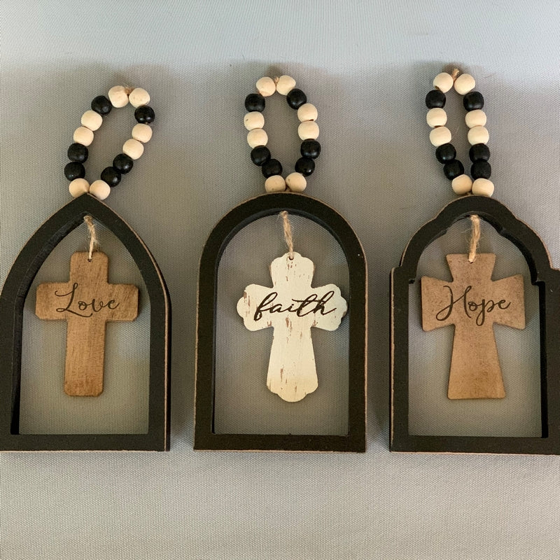 Ornament Crosses - Sayings 22cm (Set of 3)