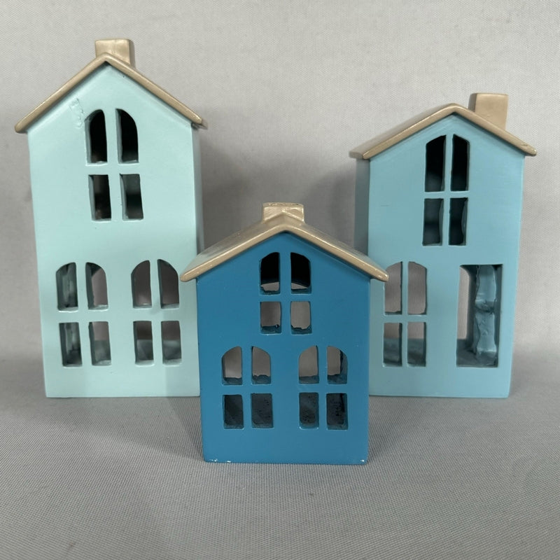 Tealite Houses With Tealites - 10/15/18cm (Set of 3)