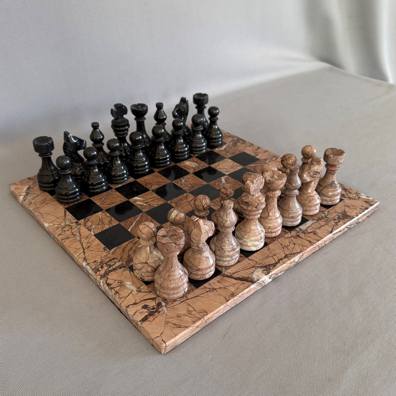 Chess Set/No Case - Marina/Black Marble (12")