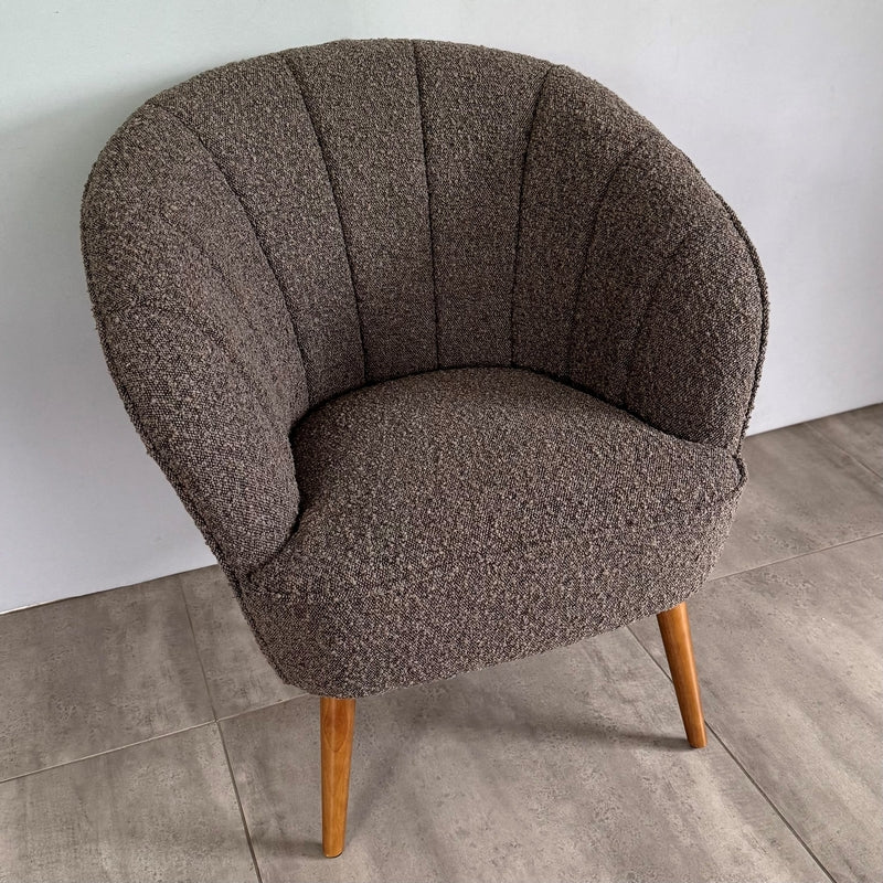 Boucle Chair - Coffee (82H x 73W x 6 4Dcm)