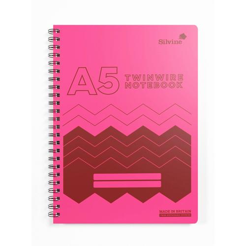 A5 Twin Wire Lined Notebook Silvine Polypropylene 160 Pages