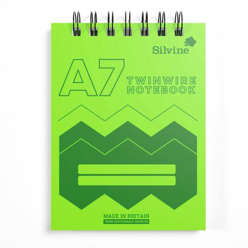 A7 Twin Wire Lined Notebook Silvine Polypropylene 160 Pages