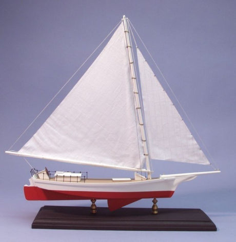 Intricate 15" wooden Skipjack model kit, perfect for hobbyists, featuring laser-cut details and step-by-step instructions.