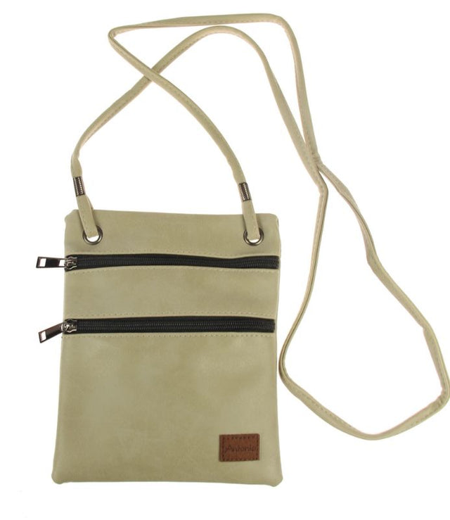 Stylish taupe PU leather bags (set of 2) with compartments for organized storage of essentials, perfect for any occasion.