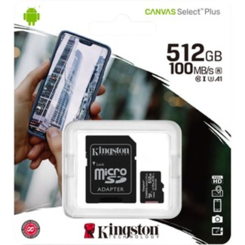 Kingston Canvas Select Plus 512 GB Class 10/UHS-I (U3) microSDXC - 1 Pack - 100