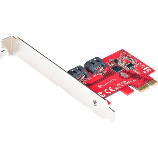 StarTech.com PCIe SATA Card expands storage with 2 SATA III ports, supporting HDDs/SSDs and offering up to 4Gbps data transfer.