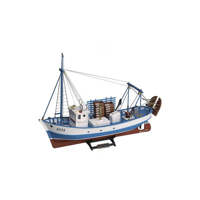 Detailed wooden model kit of the Mare Nostrum Fishing Trawler, featuring easy assembly and intricate craftsmanship for hobbyists.