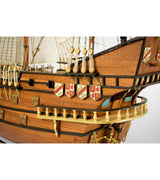 Detailed model kit of the San Francisco II galleon, featuring laser-cut wood, cotton sails, and over 1,400 parts for authentic assembly.