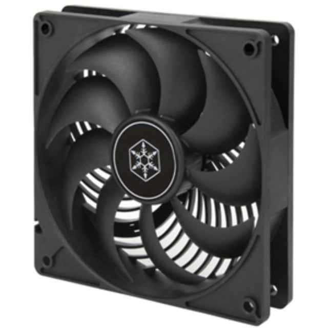 120mm SilverStone AP120i case fan with 9-blade design, optimizing airflow and reducing noise for superior PC cooling.